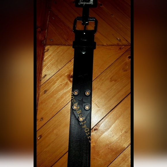 Sourpuss DEATH BEFORE DISHONOR Embossed Thick 100% Leather Belt Removable Buckle - Picture 13 of 14